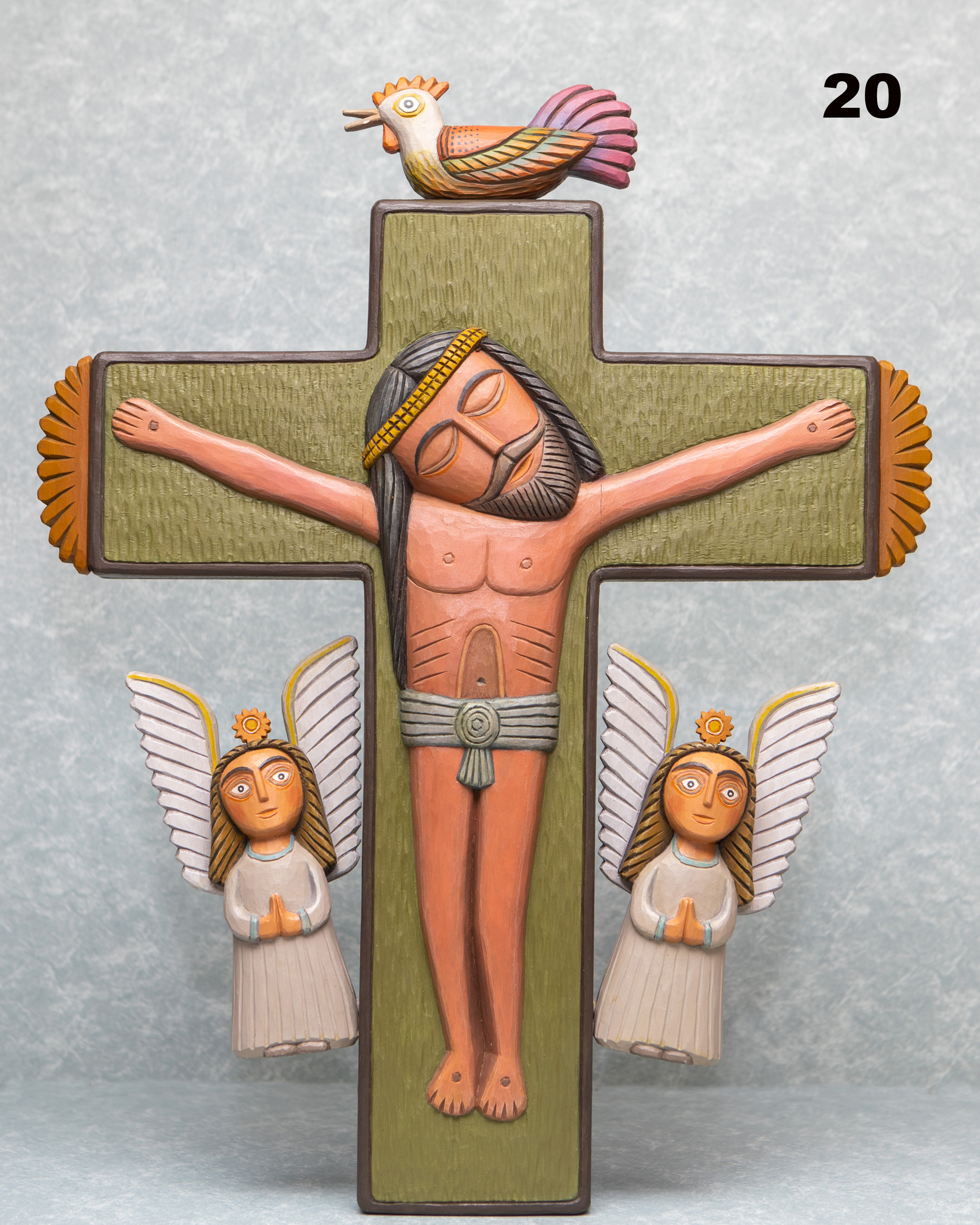 POLISH FOLK ART CRUCIFIX